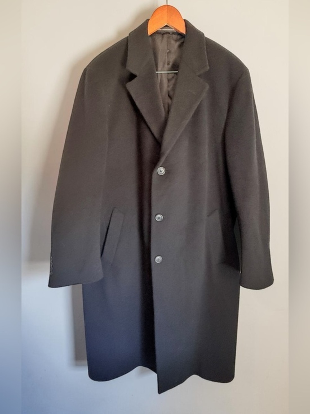 Alfani Black Wool Blend Overcoat Mens Long Minimalist Topcoat Mens Large or xlg